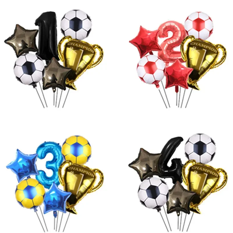 32inch Black Blue Red Digit Number Balloon Boys Football Trophy Air Helium Balloons Birthday Party Decorations