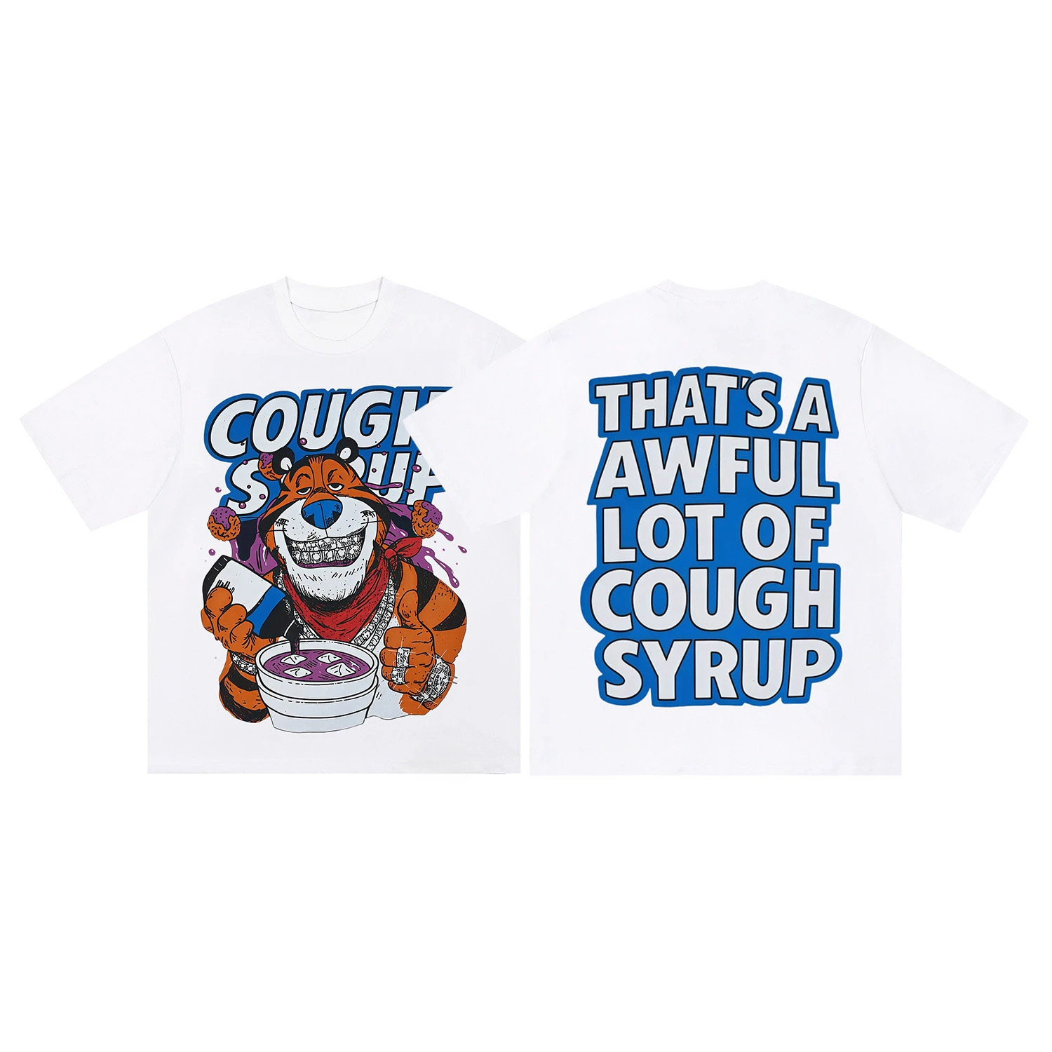 Retro That. A Lot of Awful Cough Syrup. American-style High Street Short-sleeved T-shirt for Men and Women.