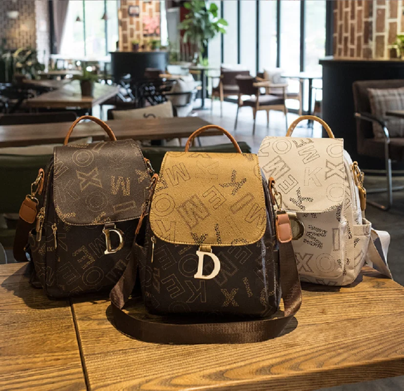 Hot Sale New Korean Fashion Luxury Designer Leather Double Shoulder Bags Women's Large Capacity Travel Backpacks Totes Backpack