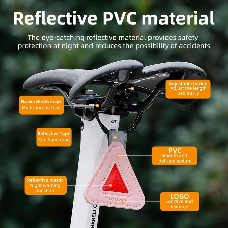 Reflektor Peringatan Sepeda Berkendara Malam Hari Liontin Segitiga Peringatan Kecerahan Tinggi Mudah Dipasang Tahan Air untuk Perjalanan Luar Ruangan