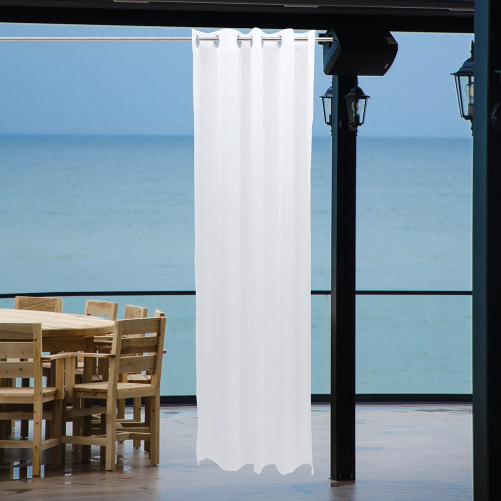 

2 Pcs Waterproof Curtains Privacy Weatherproof Outdoor Punch Hole Polyester Panels Patio