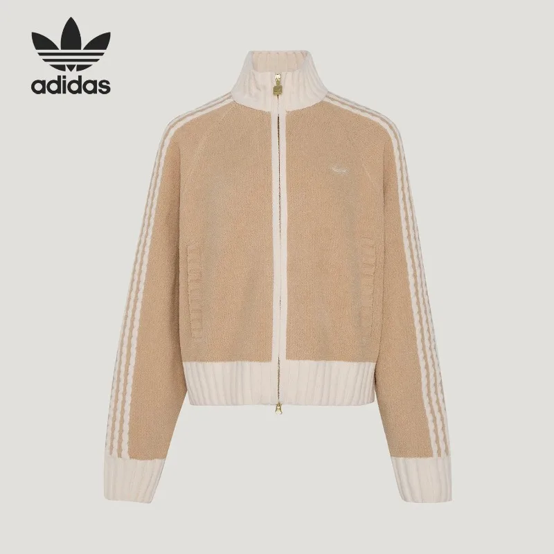 Adidas Clover Ladies Loose Fashion Stand-Up Collar Soft Knitted Jacket KV8866