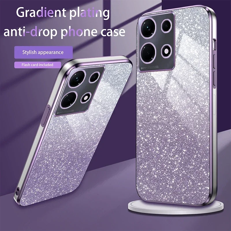 Glitter Flash Gradient Case For Infinix Note 30 VIP 20 Pro 4G Hot 11 11S 10 10S 12i 12 30i 20S Play Spark 8C 9 10C Plating Cover