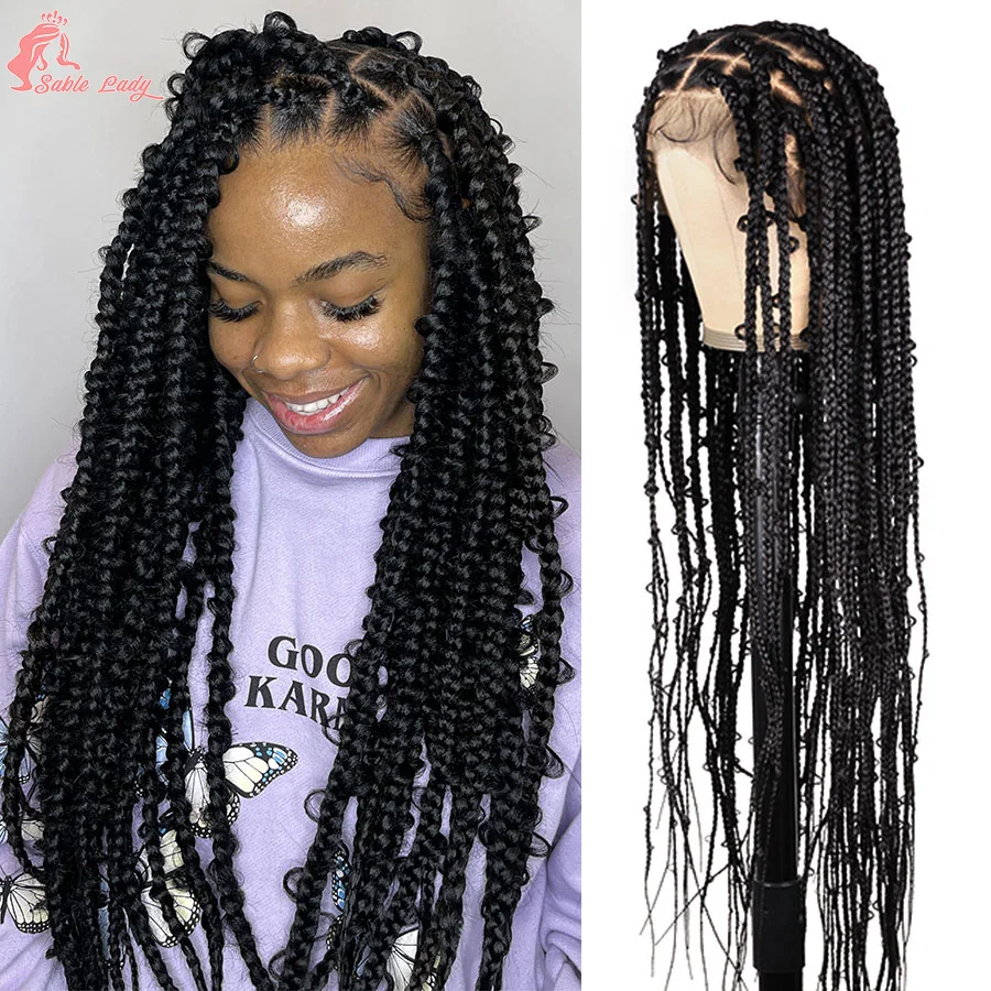 

36Inch Cornrow Box Braided Wigs Synthetic Full Lace Braiding Wigs for Black Women Knotless butterfly Braids Wigs With Baby Hair