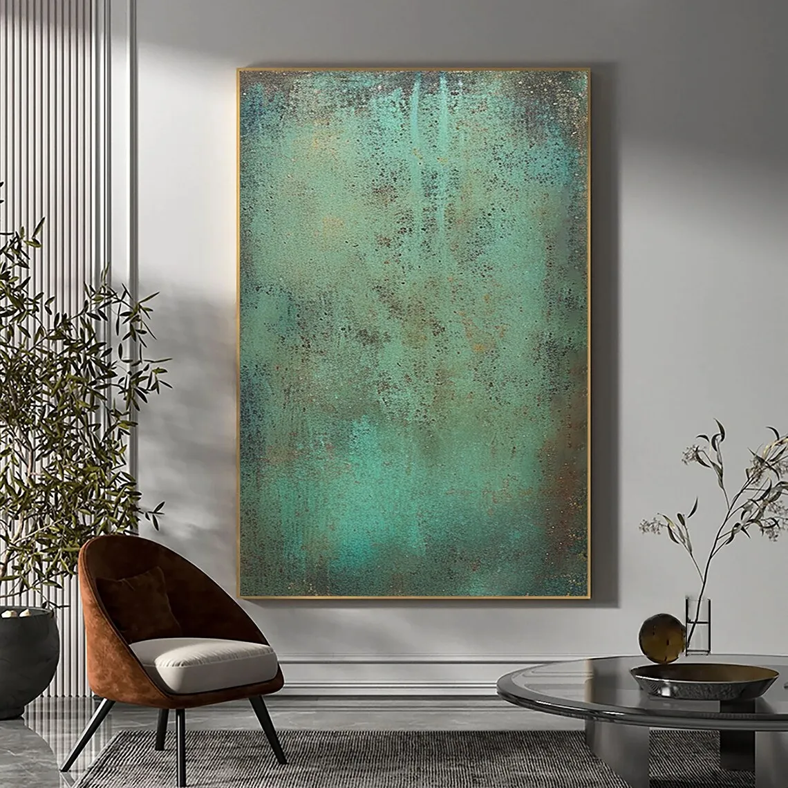 

Large Green Texture Wall Art Green Abstract Painting Green Minimalist Painting On Canvas Wabi Sabi Wall Art Modern Wall Decor