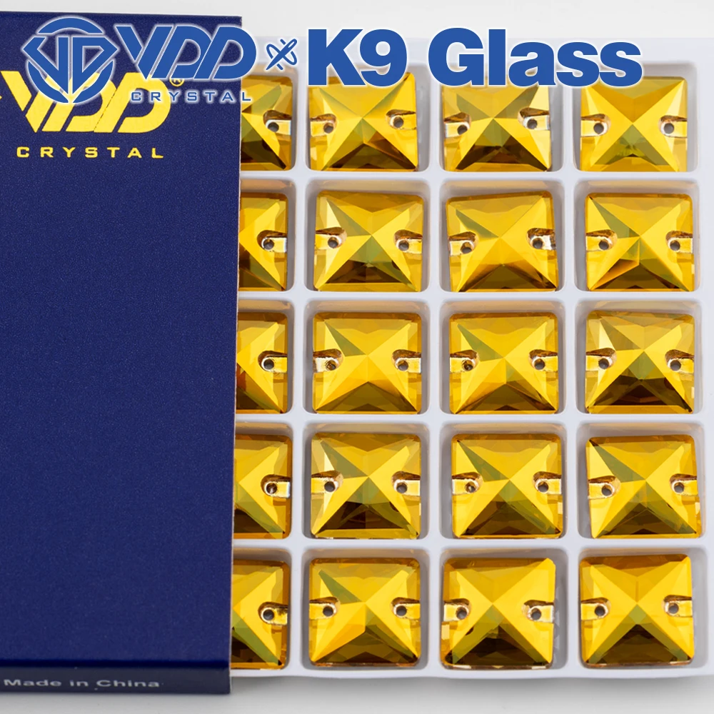 VDD S258 Sunshine Square AAAAA Top-Qualität K9 Glas aufnähbare Strasssteine, flache Kristallsteine zum Aufnähen für Kleidungsdekorationen – Detail 7