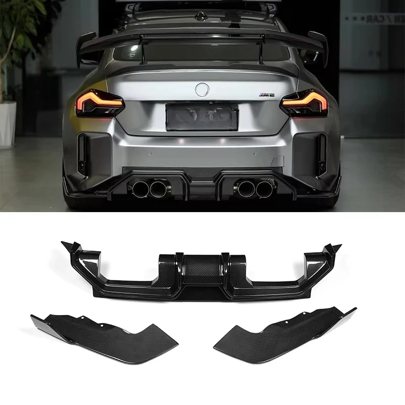 

g87 AD Style 3-piece rear diffuser Dry Carbon Fiber Rear Bumper Lip Side Splitters for M2 G87 2023-IN Rear Lip Winglets