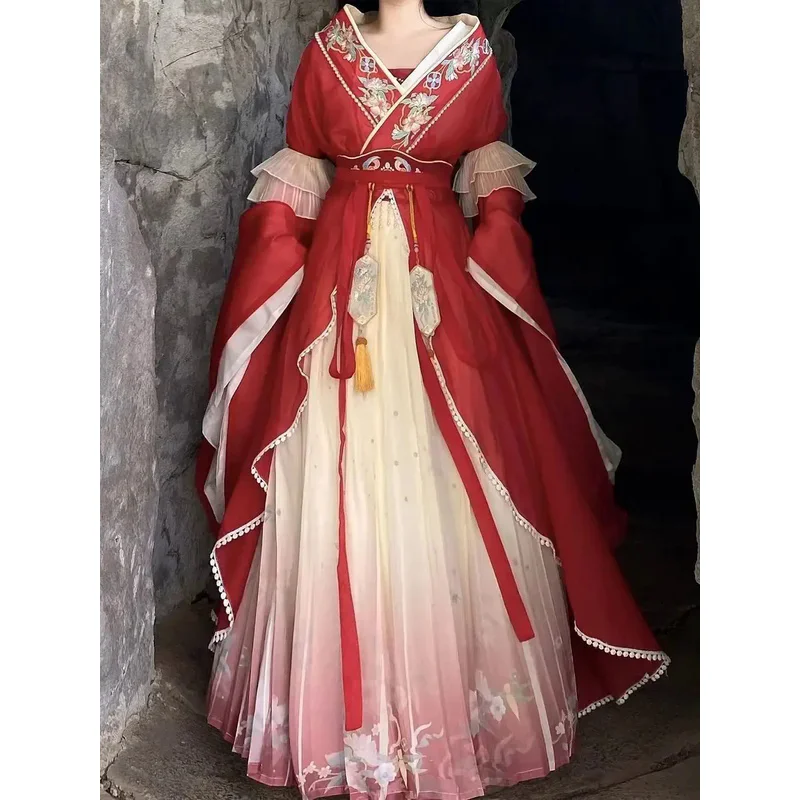 

2024 original Hanfu costume large sleeve Northern and Southern dynsties cosplay hanfu dress embroidery waist women dress