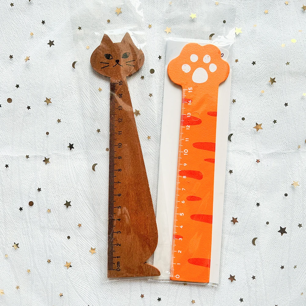 40pcs Kawaii Cat Ruler Cat Foot School Rule Aesthetic Stationery School Useful Japanese Stationery Wholesale straight rulers