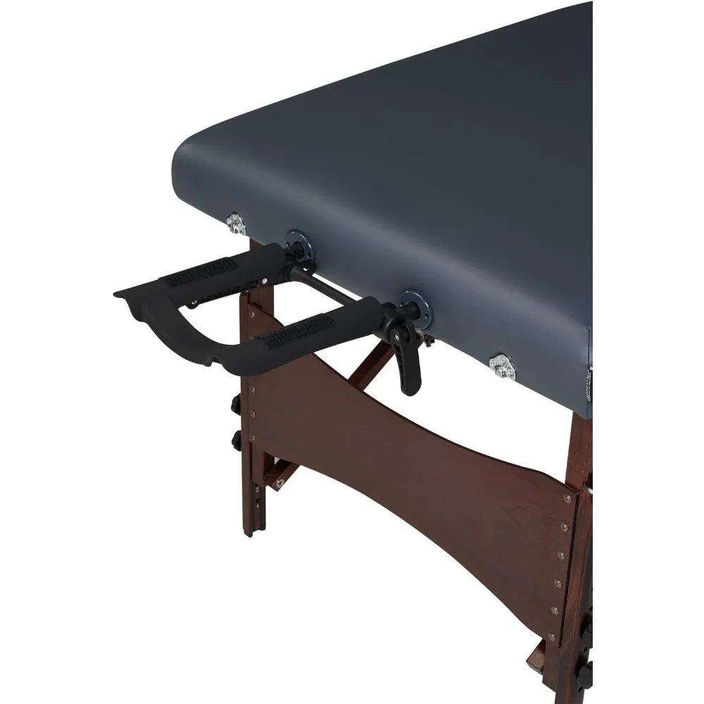 Portable Massage Table Package with Denser 2.5" Cushion, Walnut Stained Hardwood, Steel Support Cables, Pillows & Accessories