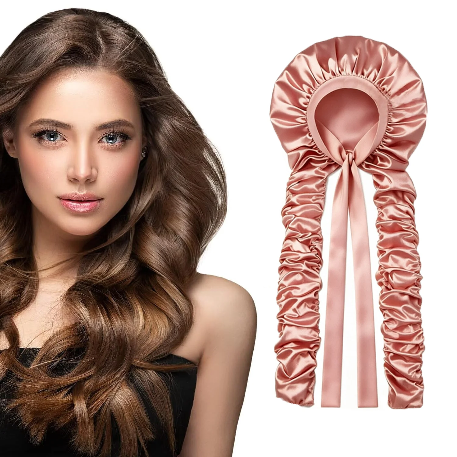Hot Satin Sleeping Cap For Women Solid Wide Band Stretch Head Tie Silky Bonnet Edge Wrap Nightcap Hair Care Shower Head Cover