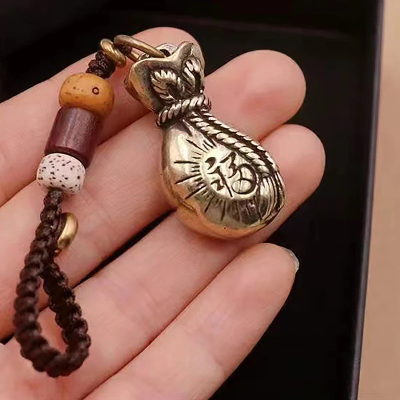 Porte-clés bouddhisme tibétain en laiton vintage, porte-clés Mantra Bell, lanière, ULfaite à la main, porte-clés de voiture, bijoux de confrontation, nouveau