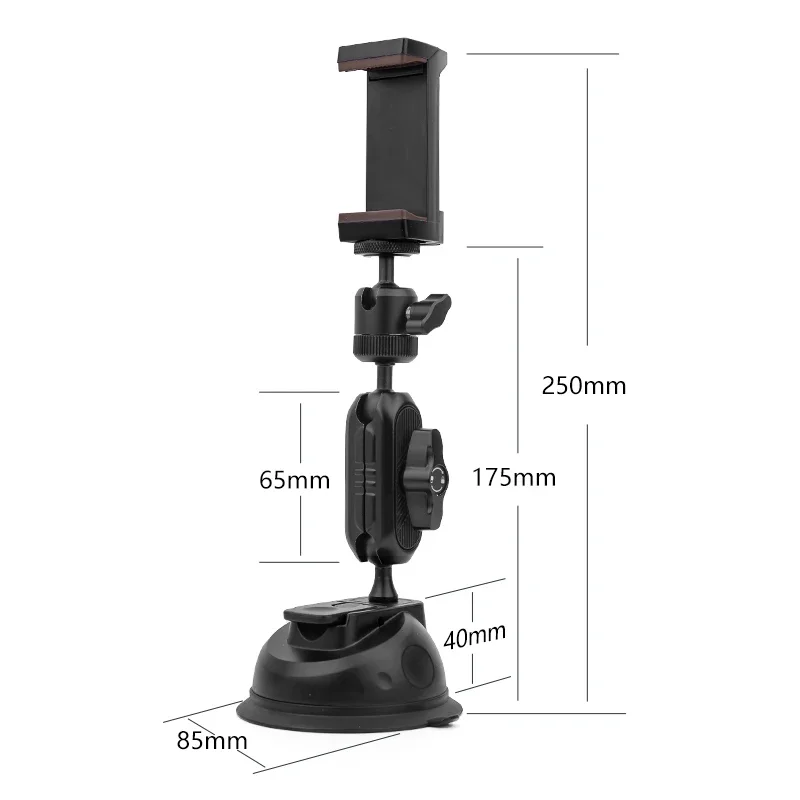 Car Phone Holder Suction Cup Magic Arm Pea Suction Cup 360 Adjustable 1/4 Standard Adapter For GoPro 12 Insta360 Osmo Action