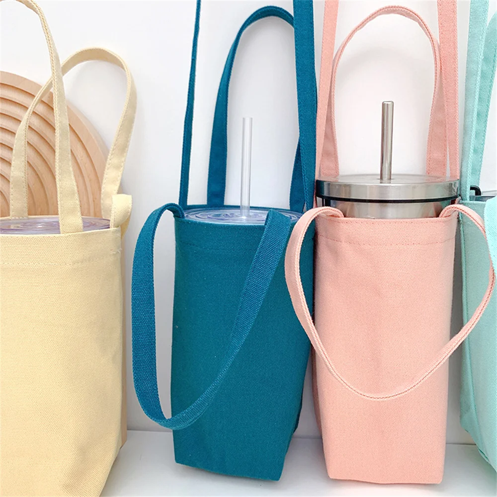 Water Bottle Storage Bag Canvas Portable Organizer Cover With Strap Insulator Sleeve Women'S Makeup Bag Shopper Bag Cosmetic