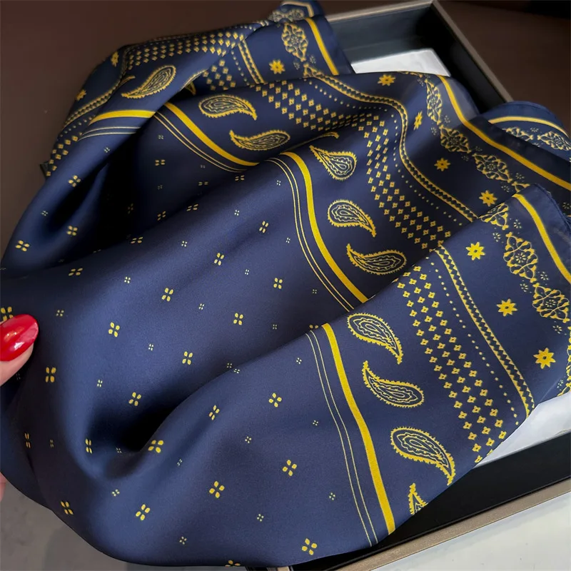 New Silk Square Scarf Women Retro Paisley Cashew Print Neckerchief Female Foulard Head Hijab Hairband Soft Neck Bag Ribbon Satin