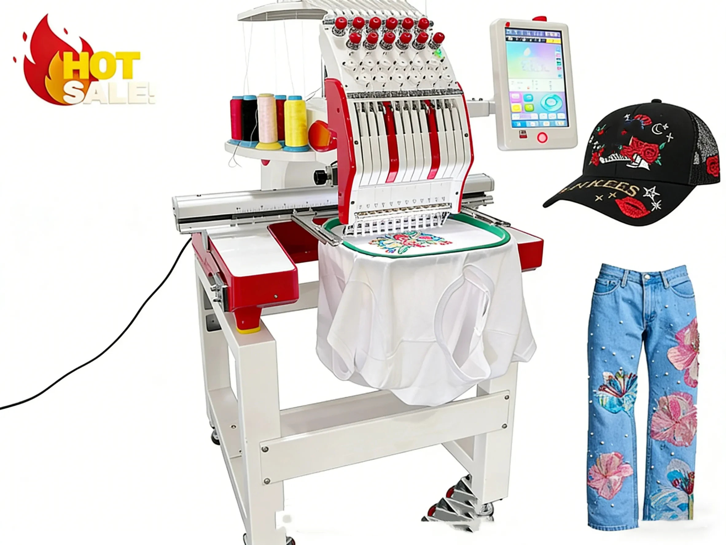 

12 Needle Computerized Embroidery Machine Automatic Home Household for Hat Cap T-Shirt Towel Clothes DIY Beginner Embroidery