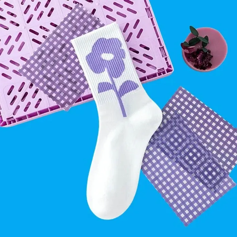 Calcetines de tubo medio para mujer, medias moradas que combinan con todo, moda para estudiantes, 5/10 pares, otoño e invierno, novedad de 2024