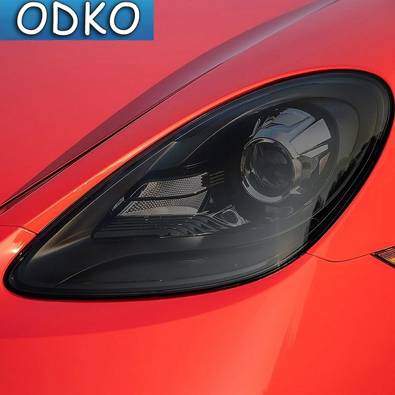 Car Headlight Protective Film Taillight Smoked Black Tint Wrap Vinyl Transparent TPU Sticker For Porsche 718 Boxster Cayman GTS