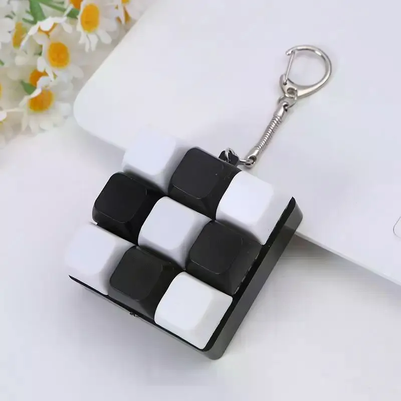 Button Keycap Keychain 9 Keys Keyboard Decompression Toys DIY Keyboard Keychain Toys For Adult Gifts To Relief