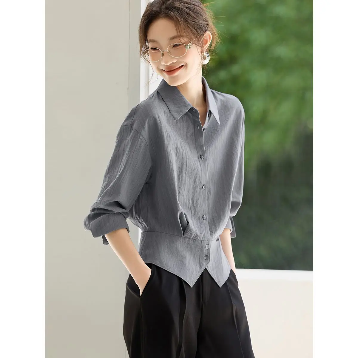 

Темпераментная женская рубашка, весенне-осенний топ 2021, универсальная рубашка с короткими рукавами и длинными рукавами для поездок на работу