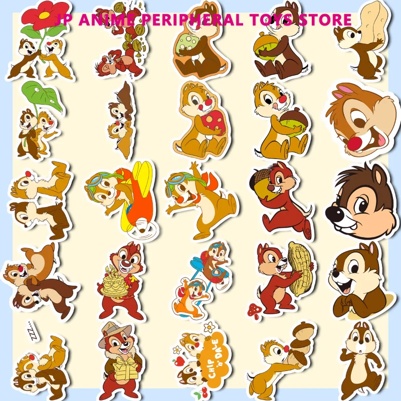 35pcs Disney Cute Chip n Dale Stickers Decals Waterproof Motorcycle Fridge Luggage Cartoon Sticker for Kid Toy