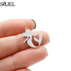 5pcs/lot Stainless Steel Mermaid Charms for Jewelry Making Animal Earrings Pendant DIY Accessories Kawaii Metal Craft Supplies