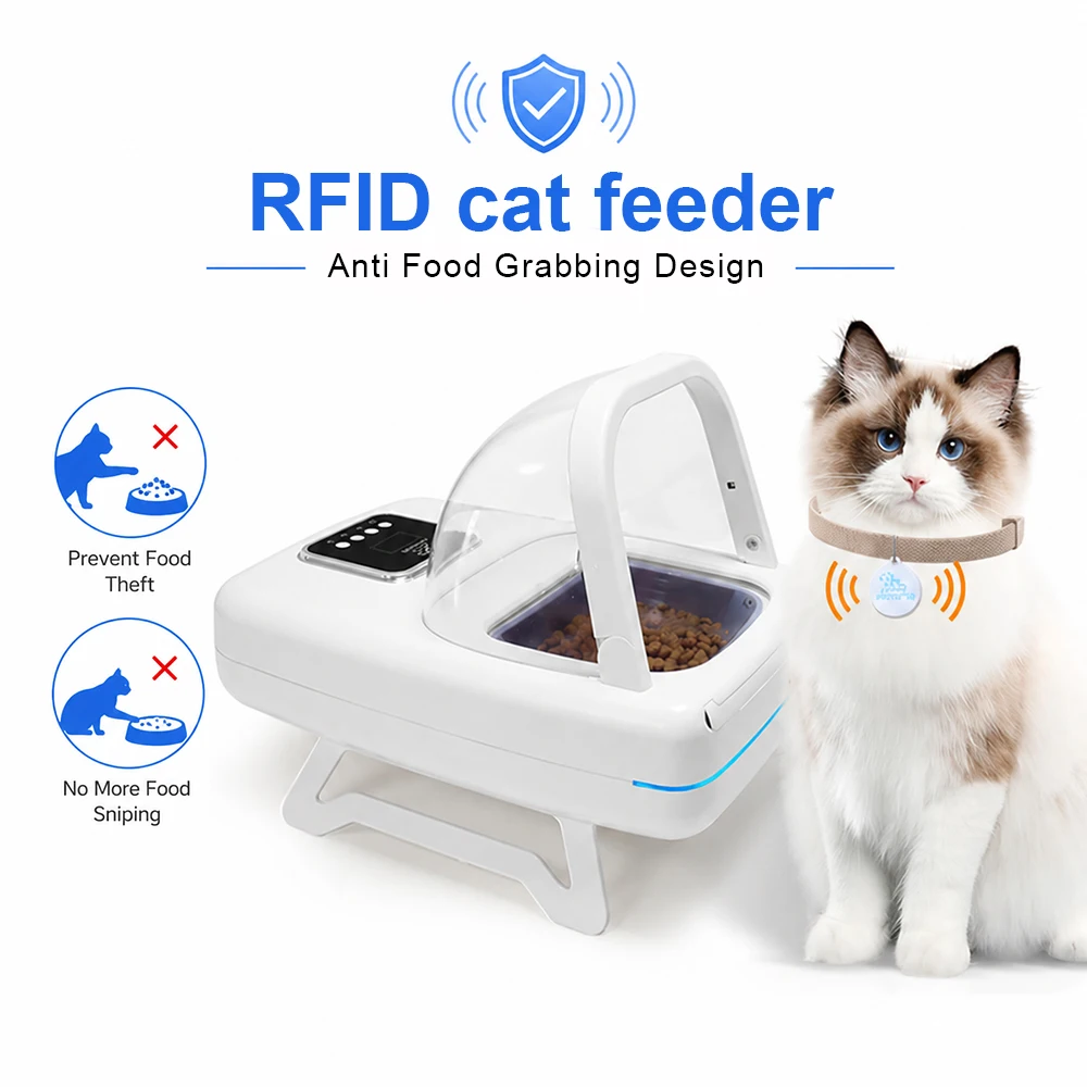 Automatic Cat Feeder with RFID Collar Sensor, Timed Pet Feeder with RFID Tag and Microchip To Prevent Food Theft.