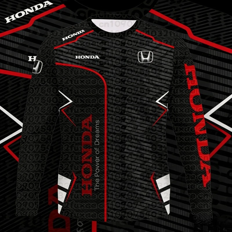 

Летняя мужская футболка Honda, спортивная мотоциклетная гоночная машина, брендовая быстросохнущая подростковая модная повседневная футболка с длинным рукавом ​