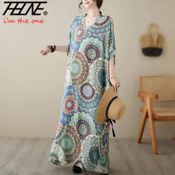 Vestidos De Mujer Summer Dress for Women Beach Style Holiday Korean Bohemian Print Ropa Robe Casual Plus Size Long Maxi Dresses