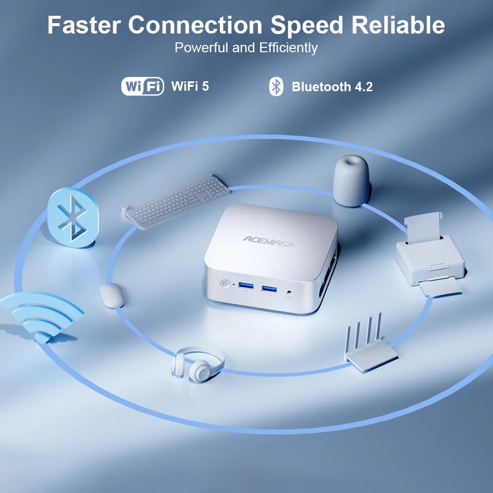 معالج ACEMAGIC V1 MINI PC Intel N97/N150 W11 Pro عامل صغير الشكل كمبيوتر مكتبي يدعم WiFi5/BT4.2 مكتب الأعمال