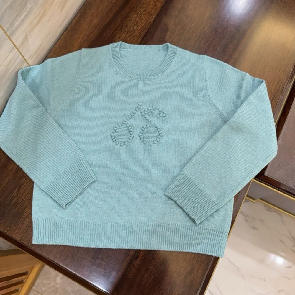 

Girls' autumn winter sweater baby clothes Cherry patterned crochet high-quality sweater kids pullover
