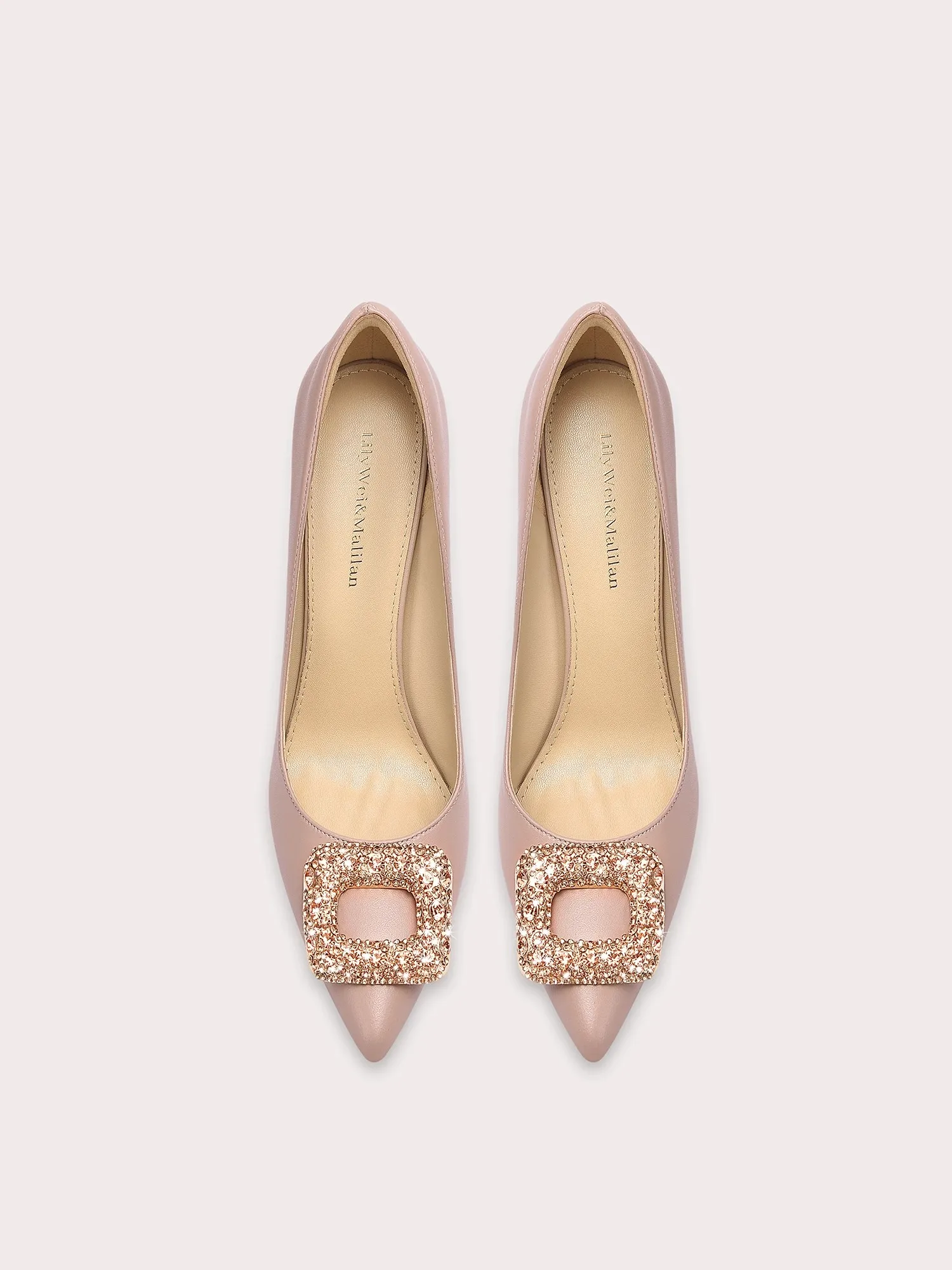 春の新浅いシルク表面水ダイヤモンドバックルフラットシューズ薄いハイヒール宴会大きいサイズ小さいサイズの女性の靴