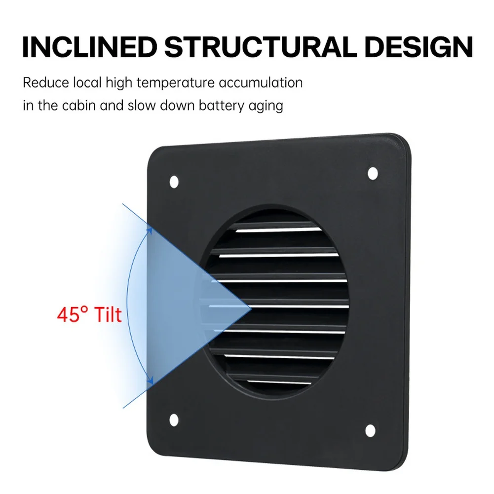 Ventilation Cover for RV For Battery Boxes Featuring Inclined Louvers to Improve Airflow and Lower Operating Temperature