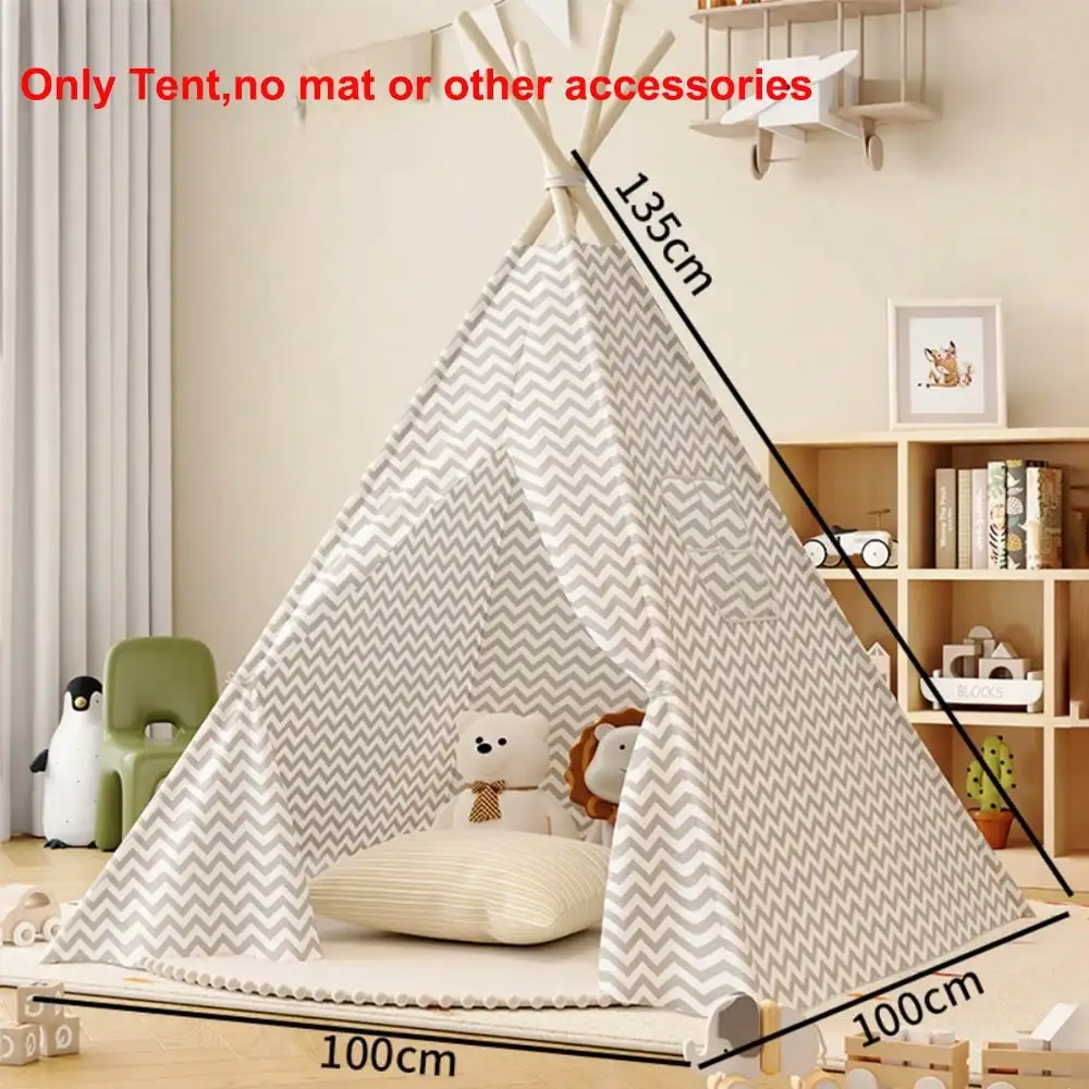 Tente tipi pour enfants, maison d'intérieur, wigwam de princesse pliante portable, tente de château jouet pour fille et garçon, maison de jeu, tente indienne, 1.6m, 1.35m