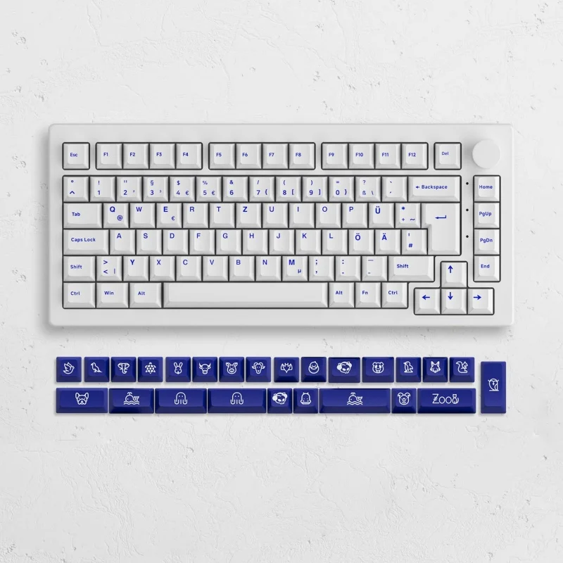 Akko 5075B Plus Blue on White 75% ISO-DE Layout Mechanical Gaming Keyboard Hot-swapple Multi-Modes 2.4GHz /USB Type-C/BT 5.0