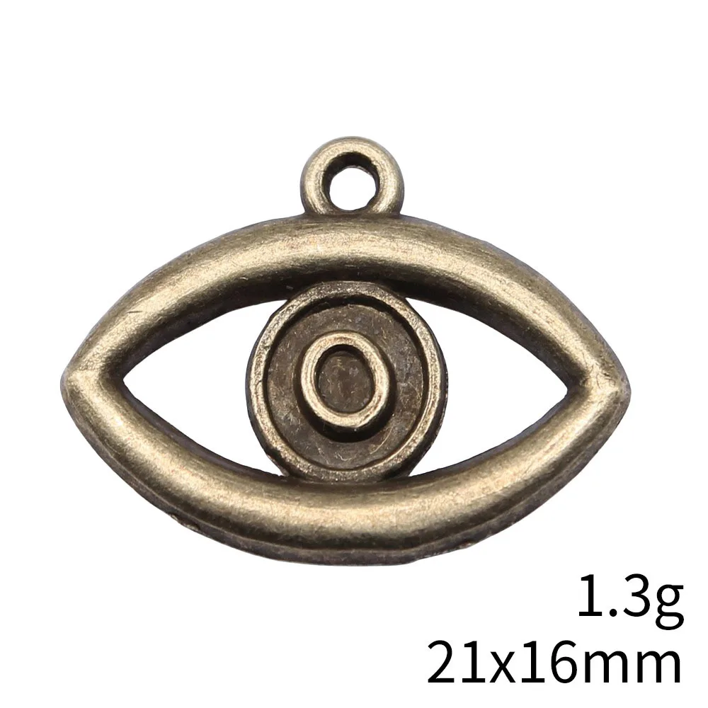 

10pcs 21x16mm 2 Colors Antique Silver Color Antique Bronze Color Eye Charms Handmade Jewelry Making Accessories
