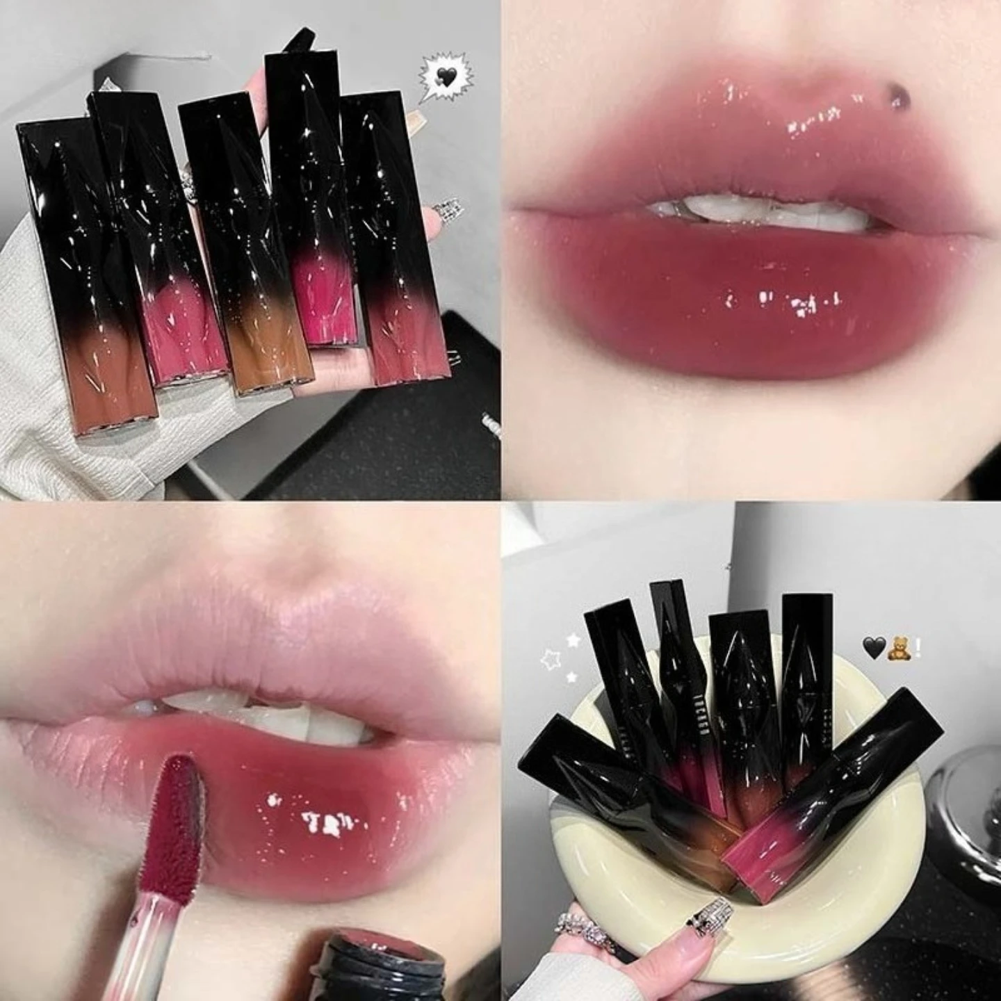 Lo smalto per labbra a specchio dell'universo interstellare, facile da colorare, idrata le linee delle labbra sbiadite migliorano la carnagione, il trucco naturale del rossetto