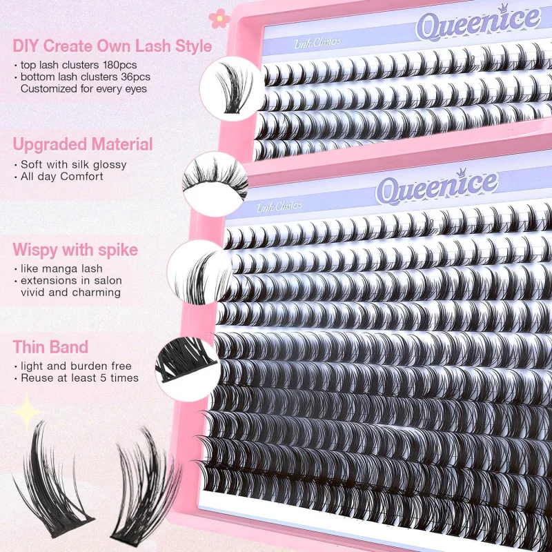 Pestañas Manga Anime Suaves, Extensiones en Grupo de 8-16mm, Individuales Curva D, Reutilizables, Amigables para Principiantes 4