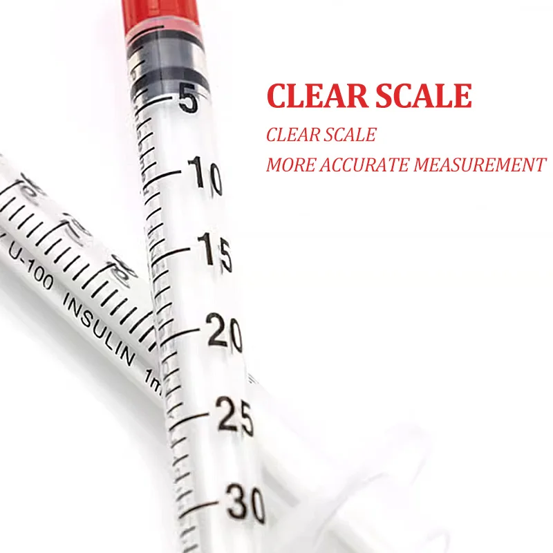 20/50/100 قطعة حقنة بيطرية يمكن التخلص منها حقنة دفع يدوية 0.3/0.5/1 مللي حقنة حيوانات المزرعة بإبرة كلب خنزير