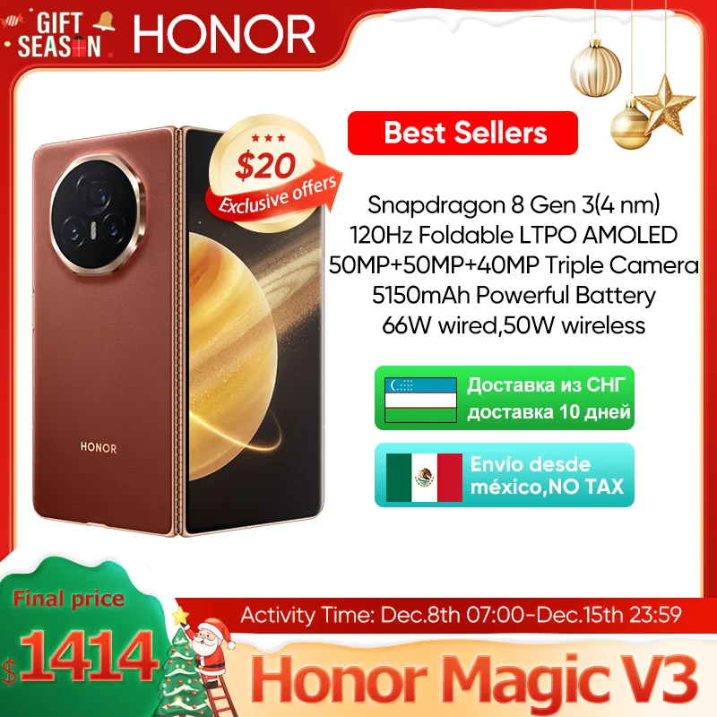 Honor Magic V3 5G Global Version Foldable LTPO Snapdragon 8 Gen 3 7.92\