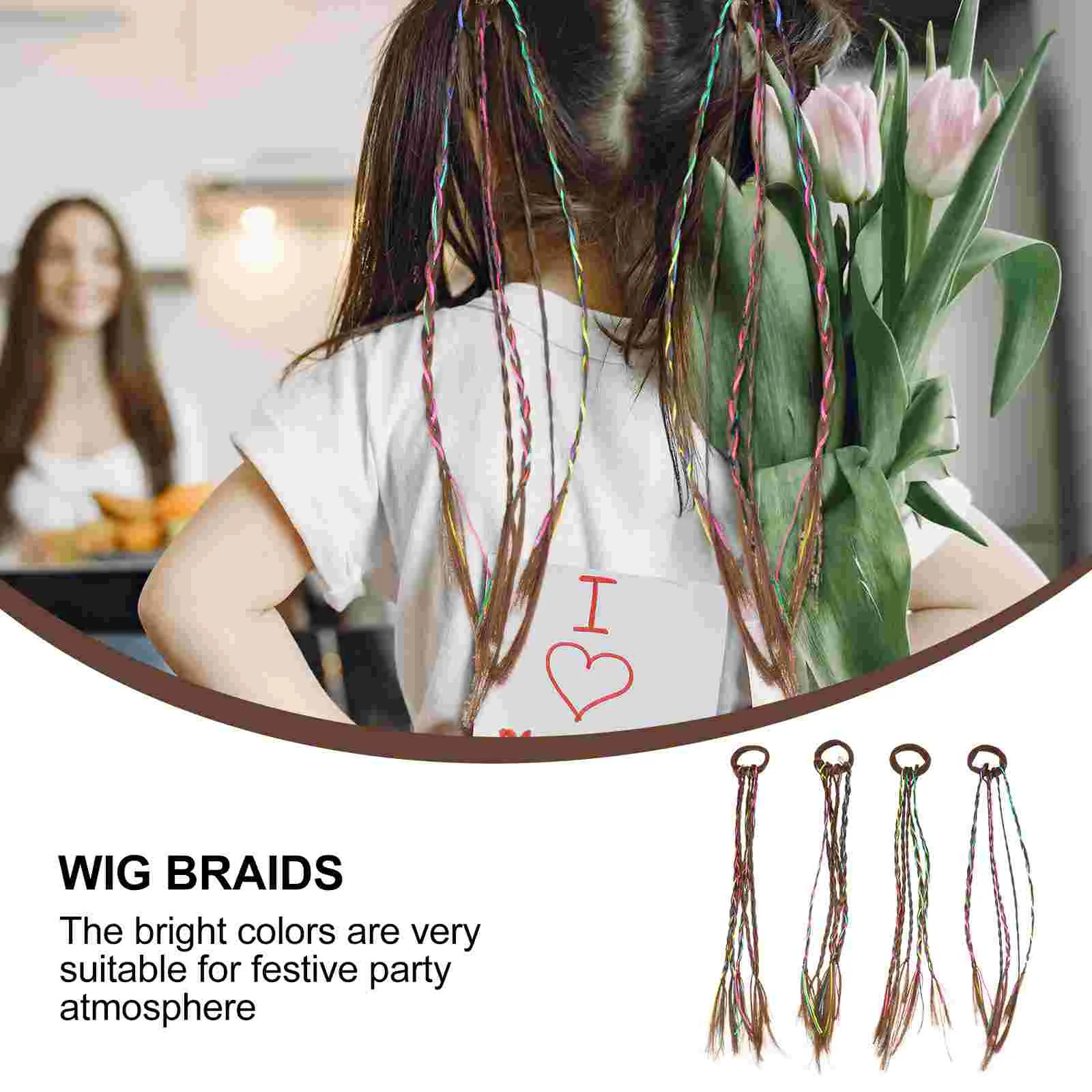 4 Pcs Braid Colorful Braids Braided Headdress Hair Decorations to Weave Rope Kids Plastic Child