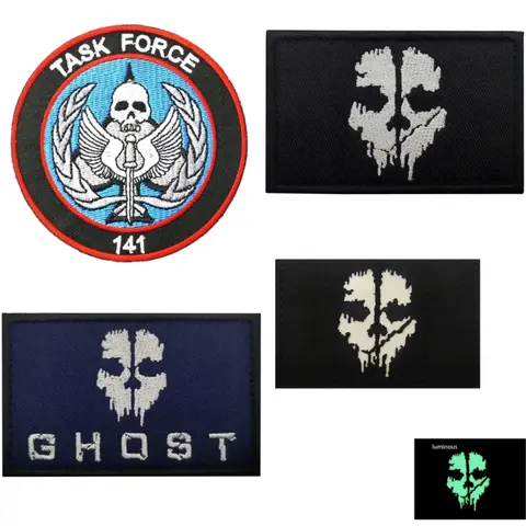 TASK FORCE 141 CODE Call of Duty Maschera fantasma Distintivo morale Toppe ricamate Bracciale Accessorio tattico Adesivi decorativi