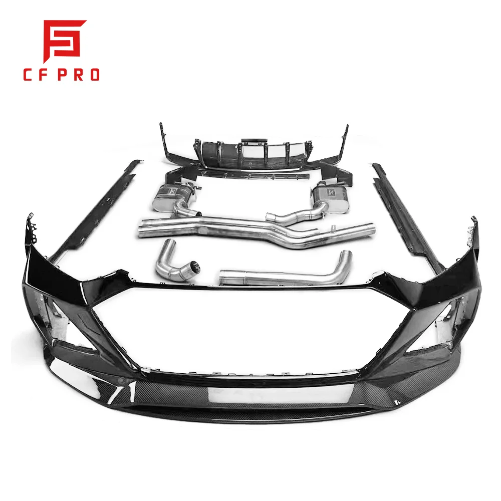 MSY Style Body kit Carbon Fiber Front Bumper Rear Diffuser Exhaust Pipe Side Skirts For Audi RS6