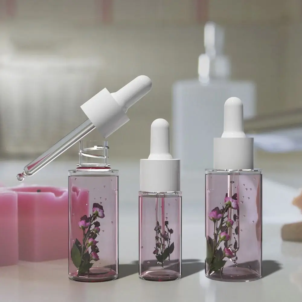 20-50ml Essential Oil Dropper Bottles White Transparent Refillable Bottles Rubber Head Essence Pipette Bottle