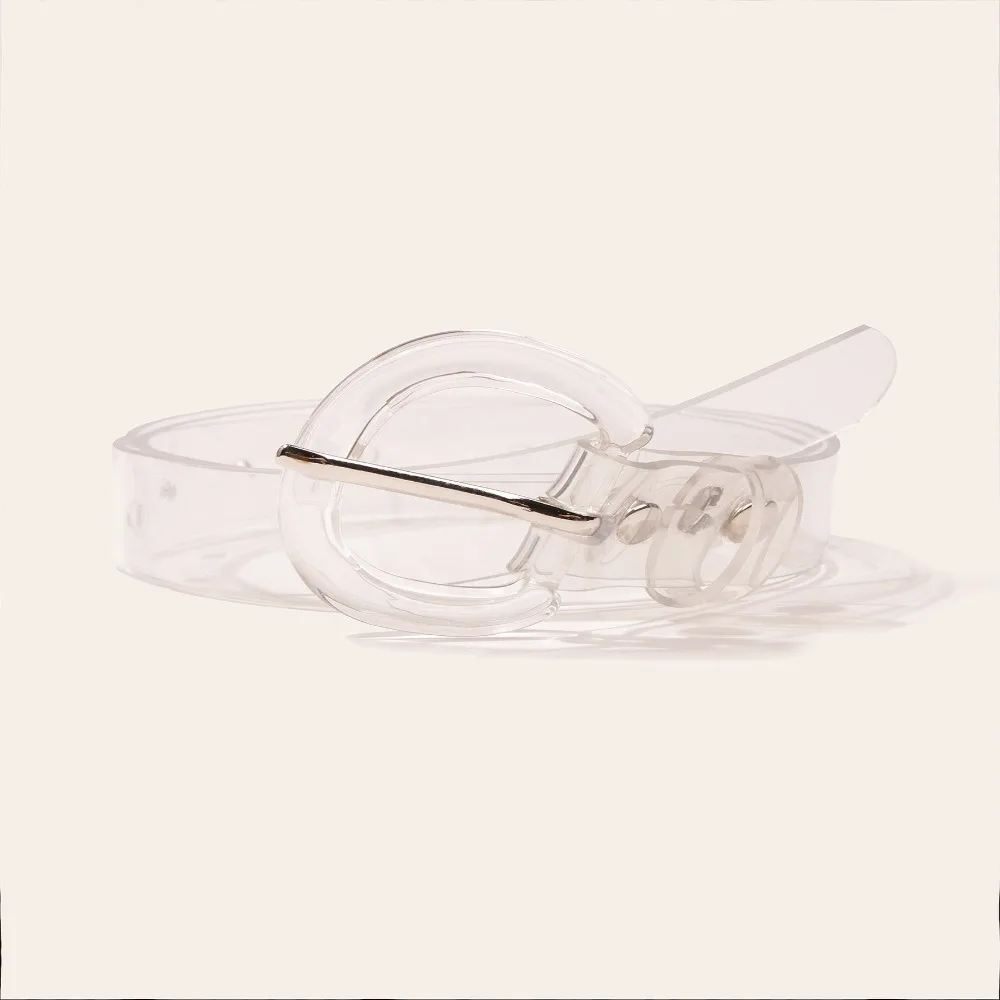 

Resin Acrylic Casual Vintage Transparent Waist Band Versatile Strap PVC Belts D Buckle Waistband
