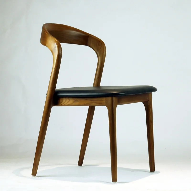Nordic solid wood dining chair, hotel negotiation chair, cafe chair, ash wood backrest book chair [SP-EC905]