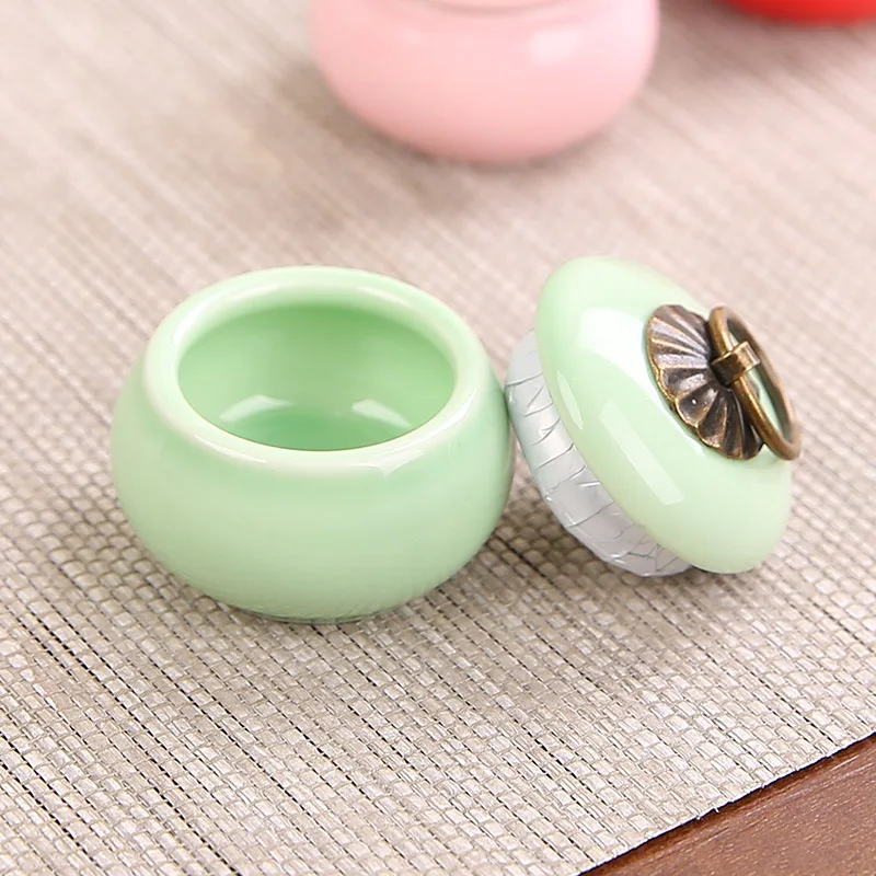 9ml Face Cream Jar Mini Ceramic Pot Tea Caddy Rouge Box Portable High Quality Chinese Style Lip Scrub Jar Cosmetics Container