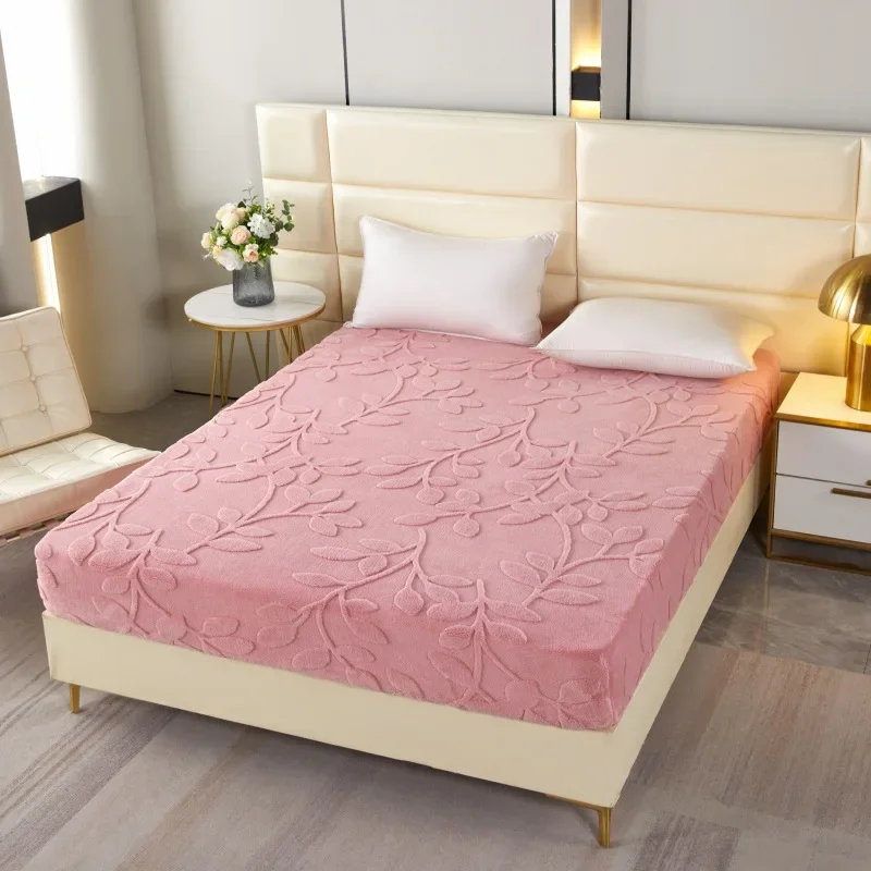 

2024 new high-end light luxury thickened and enlarged warm 280 grams single-sided jacquard Shu cotton velvet leaf mattress