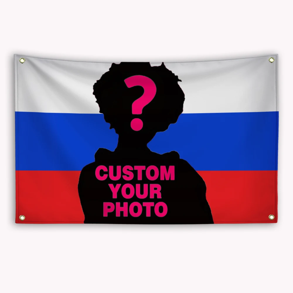 2x3Ft 3x5Ft Personalised Customized Photo Russia Flag Tapestry Custom Logo Russia DIY Backdrop Text Poster Decor Banner Flaga