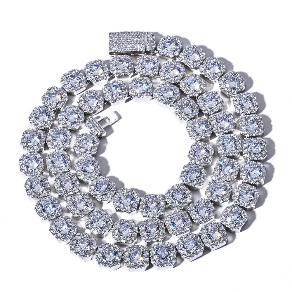 10/12MM Geclusterde Tennisketting voor Mannen Ketting Hip Hop Iced Out Zirconia Messing Rapper Rock Choker Sieraden - afbeelding 2